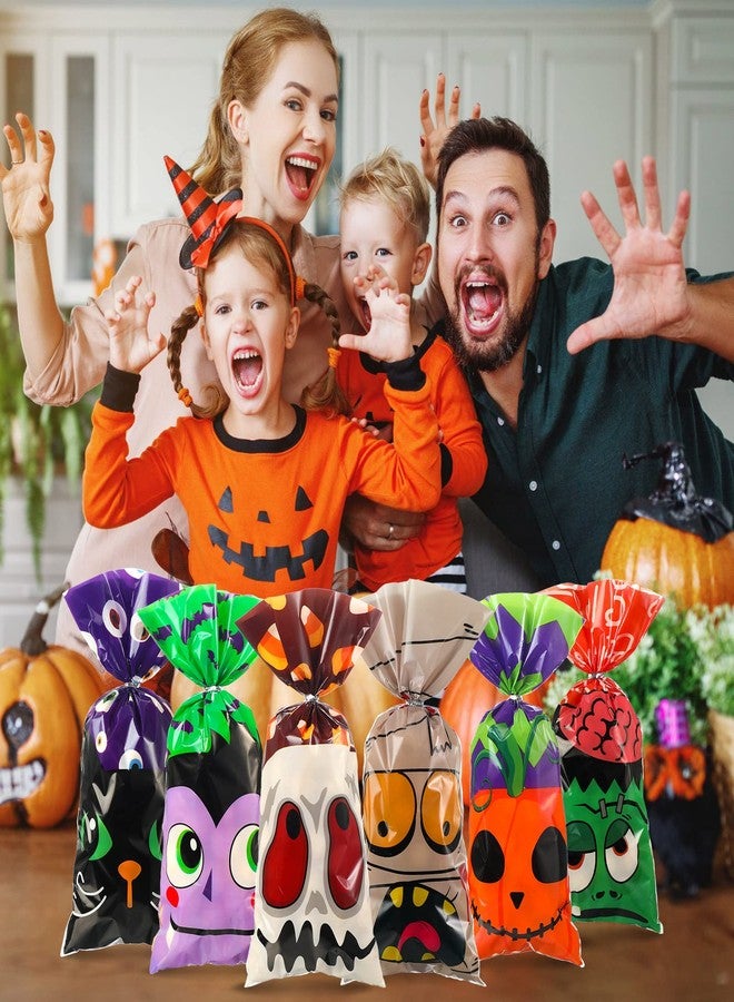 Funrous 120 Pcs Halloween Plastic Candy Bags Halloween Cellophane Cookie Goodie Treat Bags with 120 Silver Twist Ties for Holiday Party Favors - Image 5